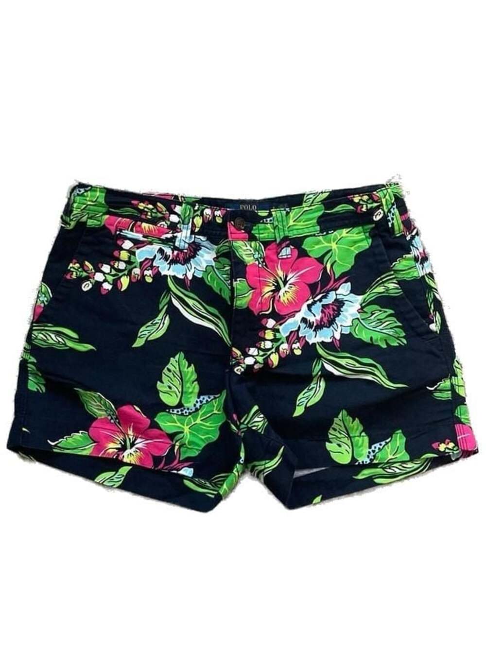 Polo Ralph Lauren Tropical Hibiscus Floral Linen Cotton Shorts Size 6